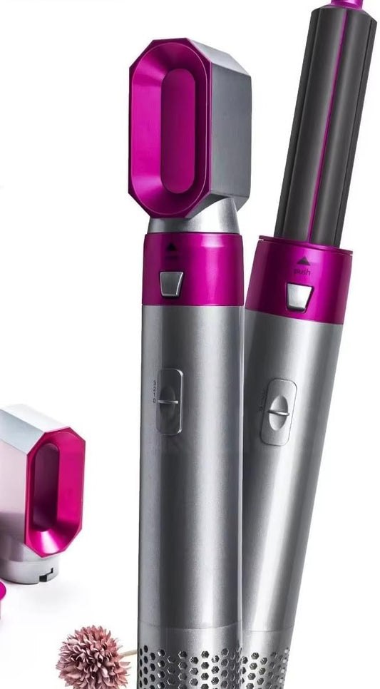 5-in-1 Hot Air Brush Hair Dryer – Interchangeable Styling Comb Set, Curling Iron, Straightener & Volumizer, Negative Ion Blow Dryer for Smooth, Frizz-Free Hair – For Home & Salon Use