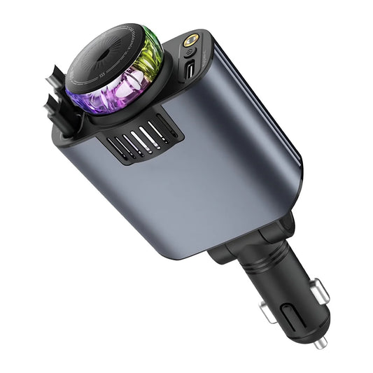 Retractable Car Charger with Starlight and Aromatherapy, 5 in 1 USB C Car Charger Adapter, 69W Fast Charging Cars Phone Chargers, Cars Air Freshener Compatible with iPhone 16 15 14 13 12 and Android