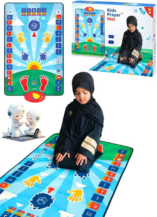 AK Children's Islamic Prayer Mat for Kids, Smart Interactive Learning Mat for Salah, Surah, Wudu and Duas, 10 Languages with Translation