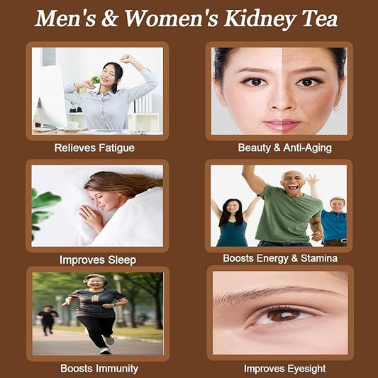 Ginseng Five Treasure Tea, Kidney Tea Organic Chinese Herbal Kidney Cleanse for Men & Women (3 Bags 75 Pcs)
