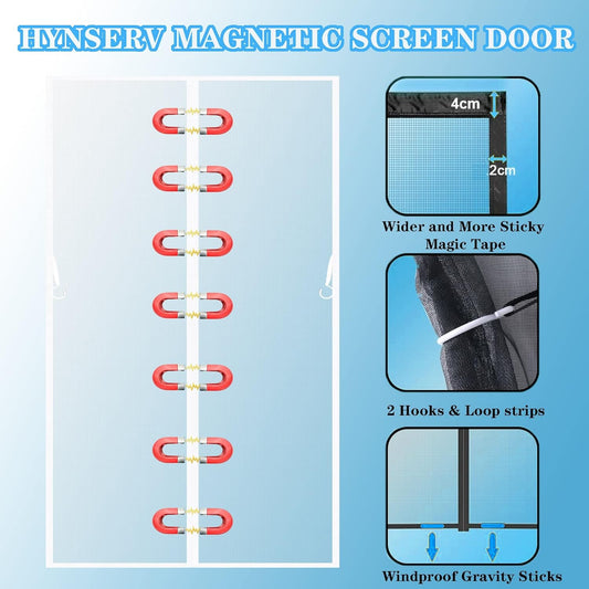 Diker Fly Screen Magnetic Door, 100 X 240 Cm, Curtain Balcony No Drilling, Insect Protection Curtain, Mosquito Net Doors For Living Room, Patio Black